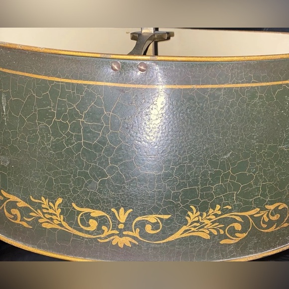 Hammered Copper French Bouillotte Lamp Handpainted Shade W/ Built In Inkwell WOW - Picture 11 of 12